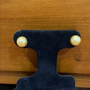 White House Black Market Silver-Tone Clear Back Pearl Stud Earrings